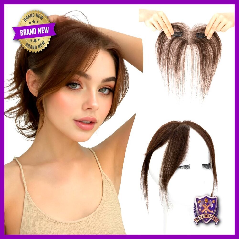 Human Hair Clip In Bangs Middle Part No Tangle Smooth Lightweight Styling
